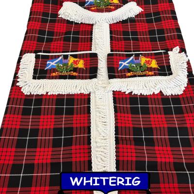 Add bold Scottish styling to your cab with the Whiterig tartan truck curtain set. Featuring the MacQueen of Skye tartan, a strong red and black tartan design with embroidered Scotland crest, this set includes curtains, pelmet and tiebacks. Whiterig Truck Curtains